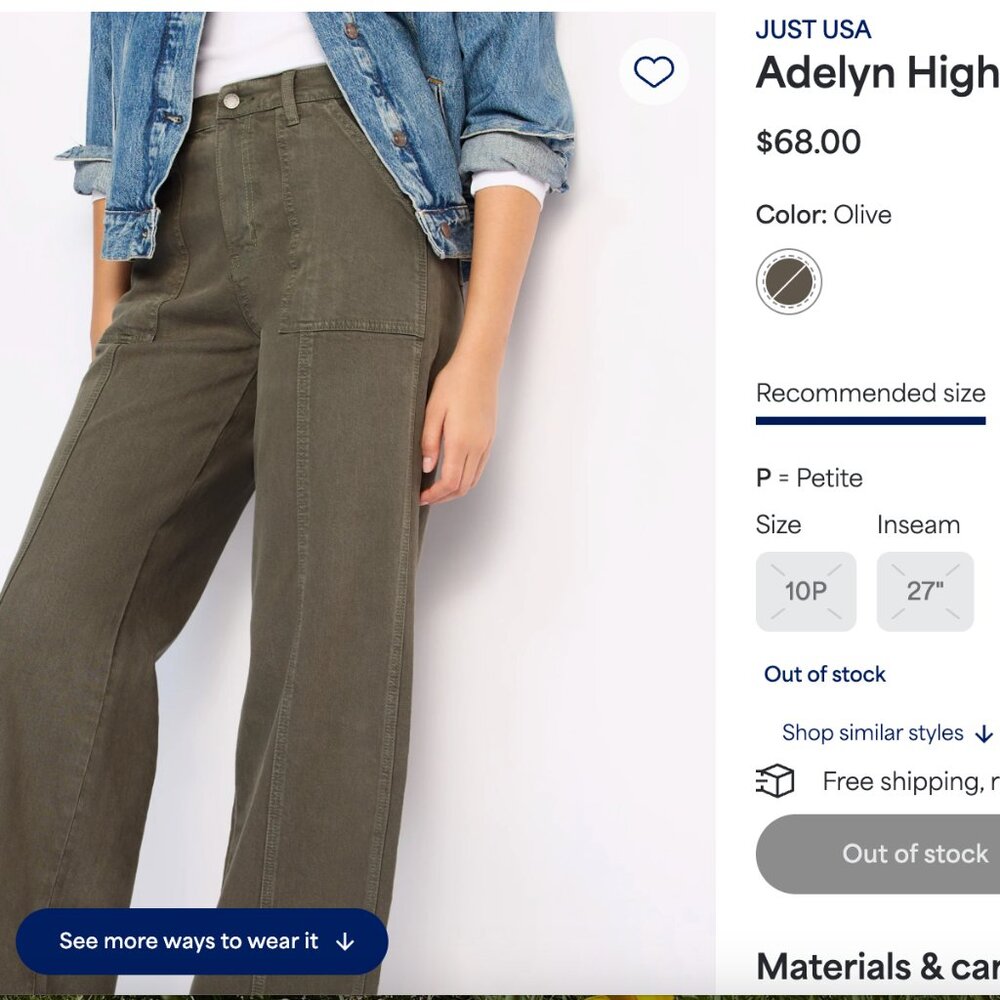 Just USA - Adelyn High Ride Wide Leg Jean, size 10P